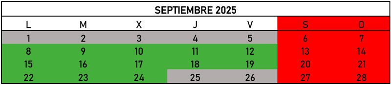 Calendario Ludoteca Septeimbre 2025