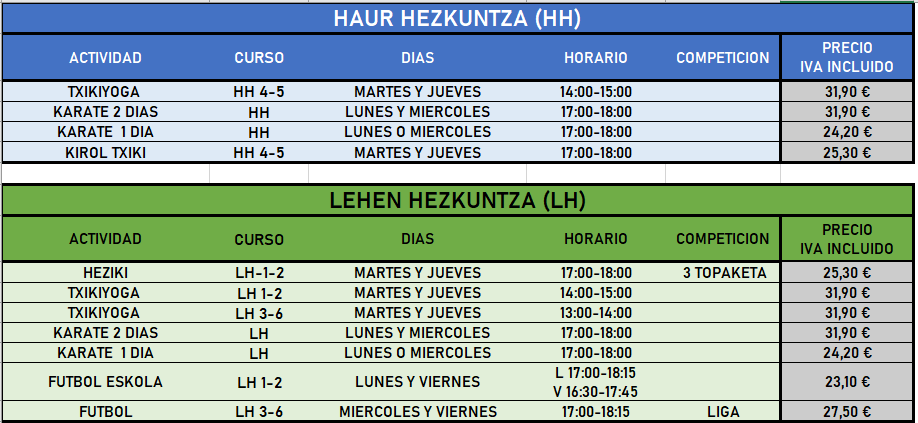 ACTIVIDADES KANPAZAR CURSO 2025 2026 