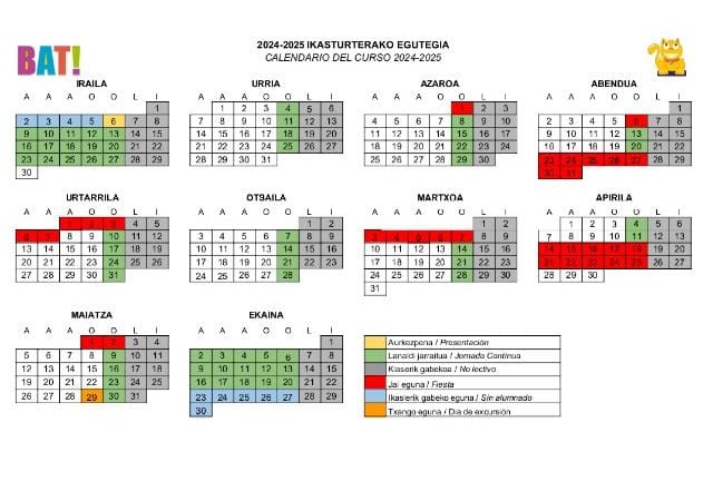 Calendario Kanpazar 2024-2025
